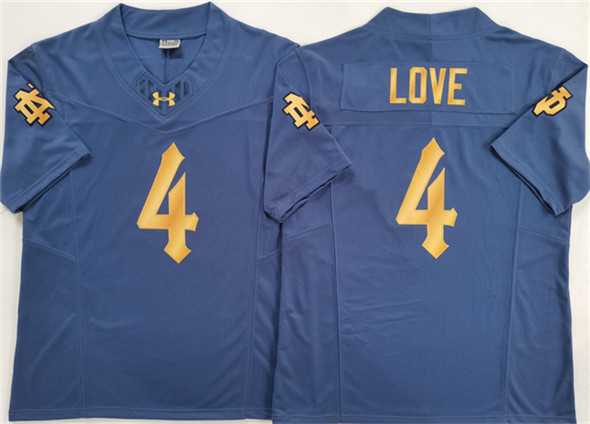 Mens Notre Dame Fighting Irish #4 Jeremiyah Love Navy Blue 2025 F.U.S.E. Limited Stitched Jersey